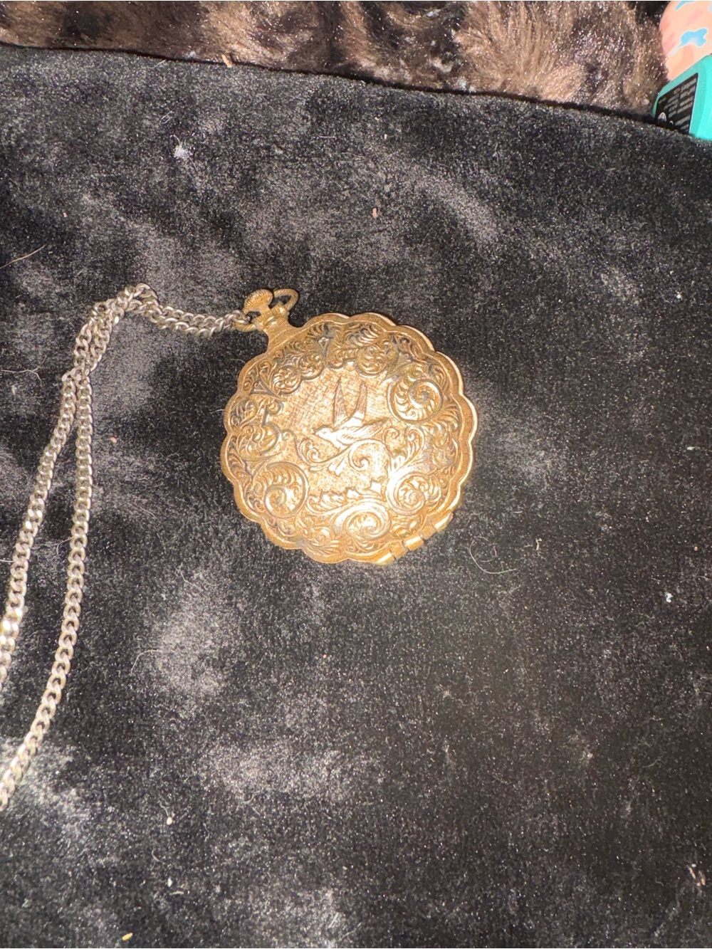 RARE Complete Vintage Max Factor Golden Lark Compact Necklace